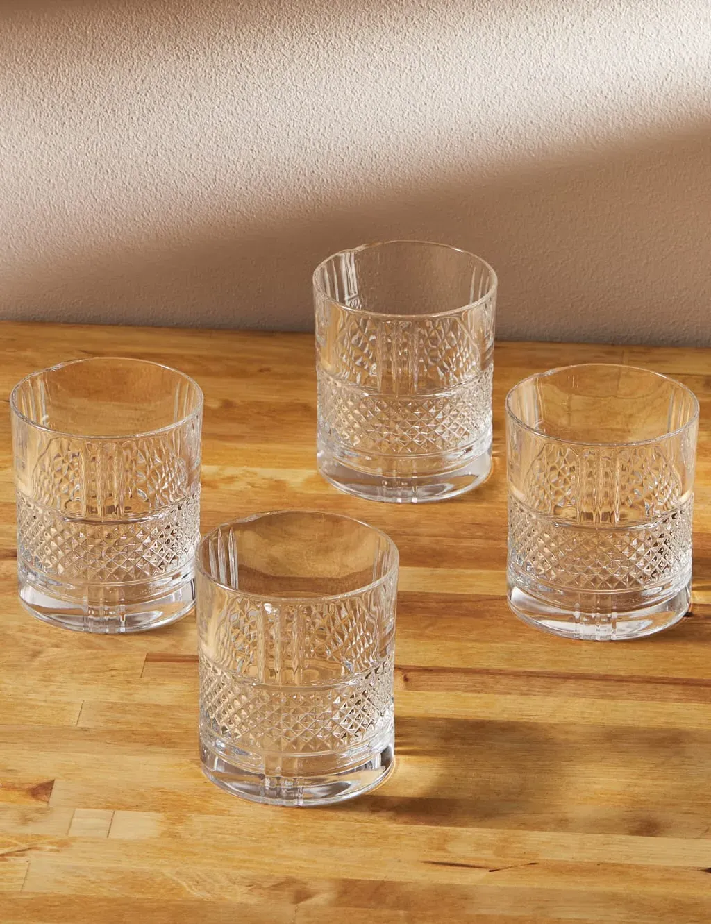 Set of 4 Glass Tumblers - Pressed Glass