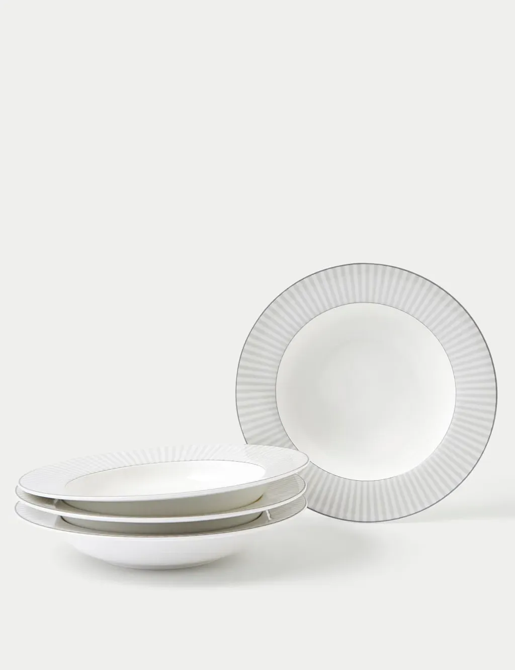 Set of 4 Pasta Bowls - Grey Mix, Bone China image