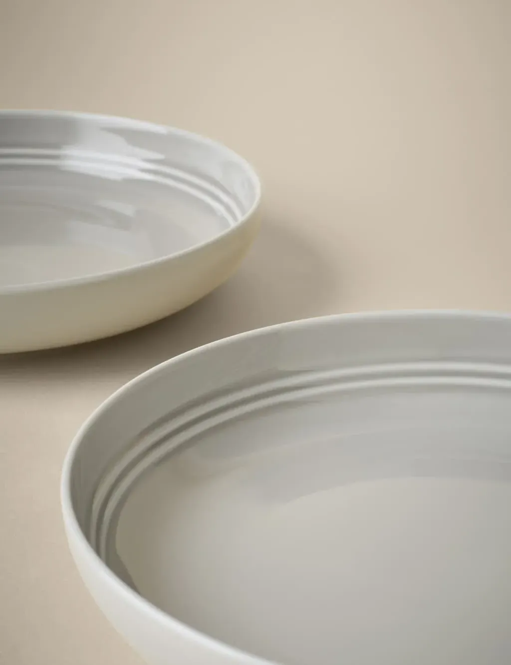 Set of 4 Pasta Bowls - Light Grey, Porcelain image