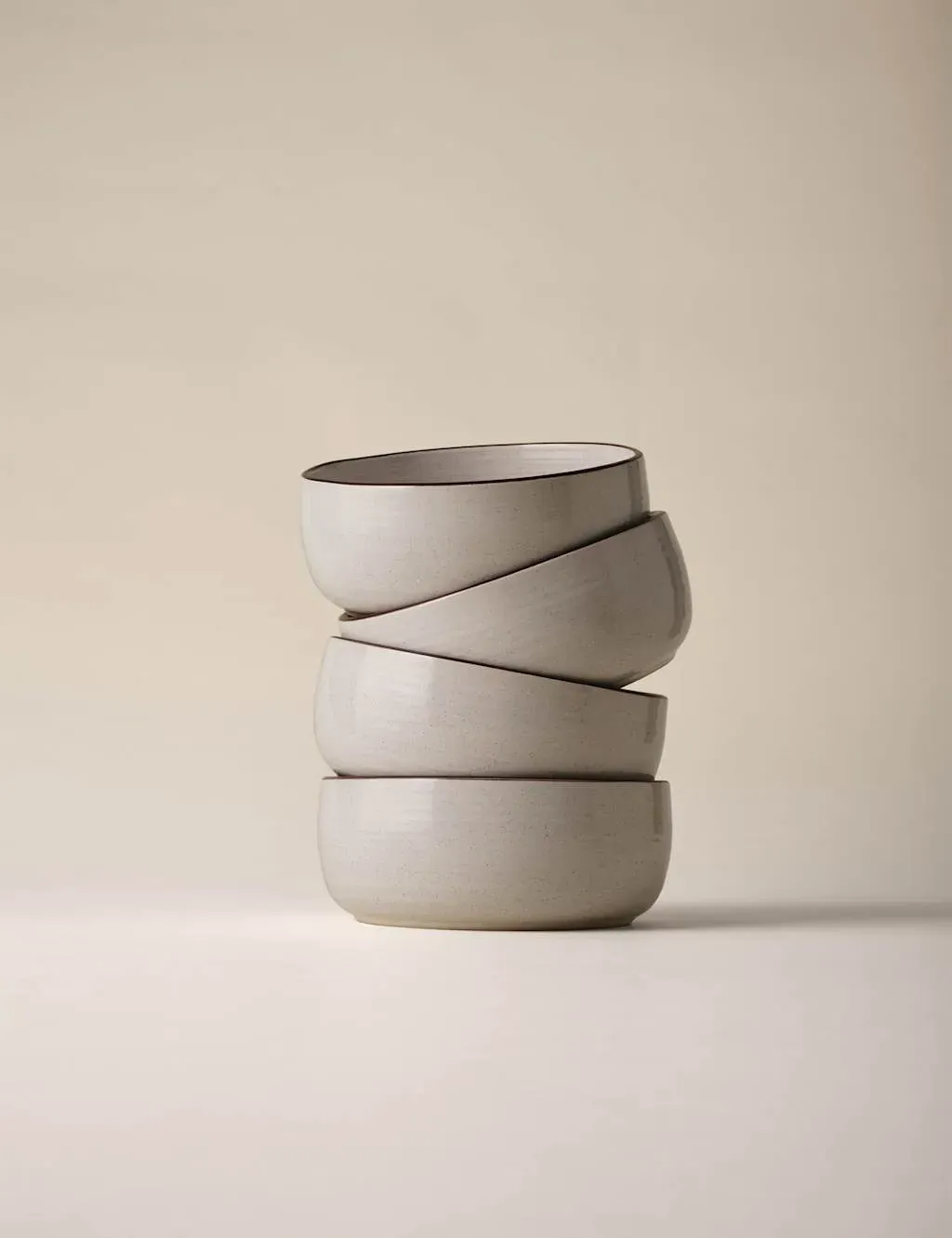 Set of 4 Rim Cereal Bowls - Natural, Ceramic