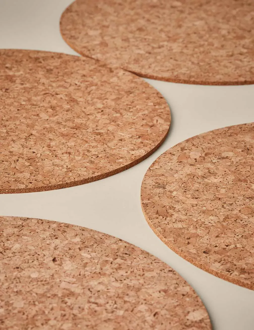 Set of 4 Round Cork Placemats - Natural, Cork
