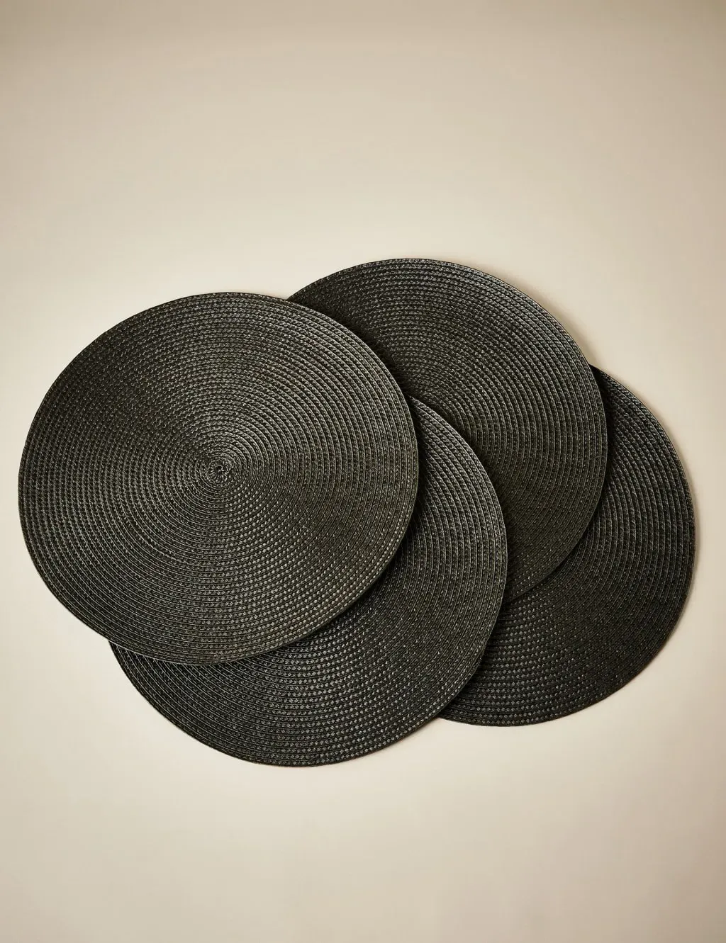 Set of 4 Round Woven Placemats - Grey, Natural image