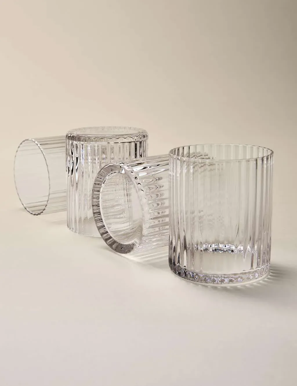Set of 4 Tumblers Ribbed - Dark Grey