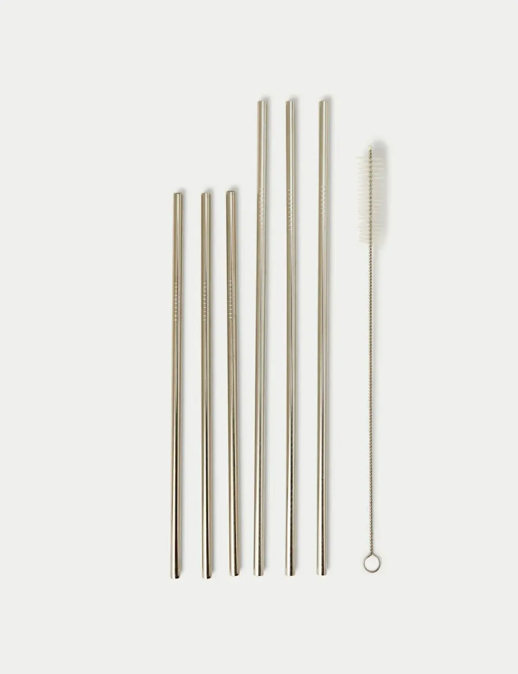Set of 6 Reusable Straws - Silver, Stainless Steel image
