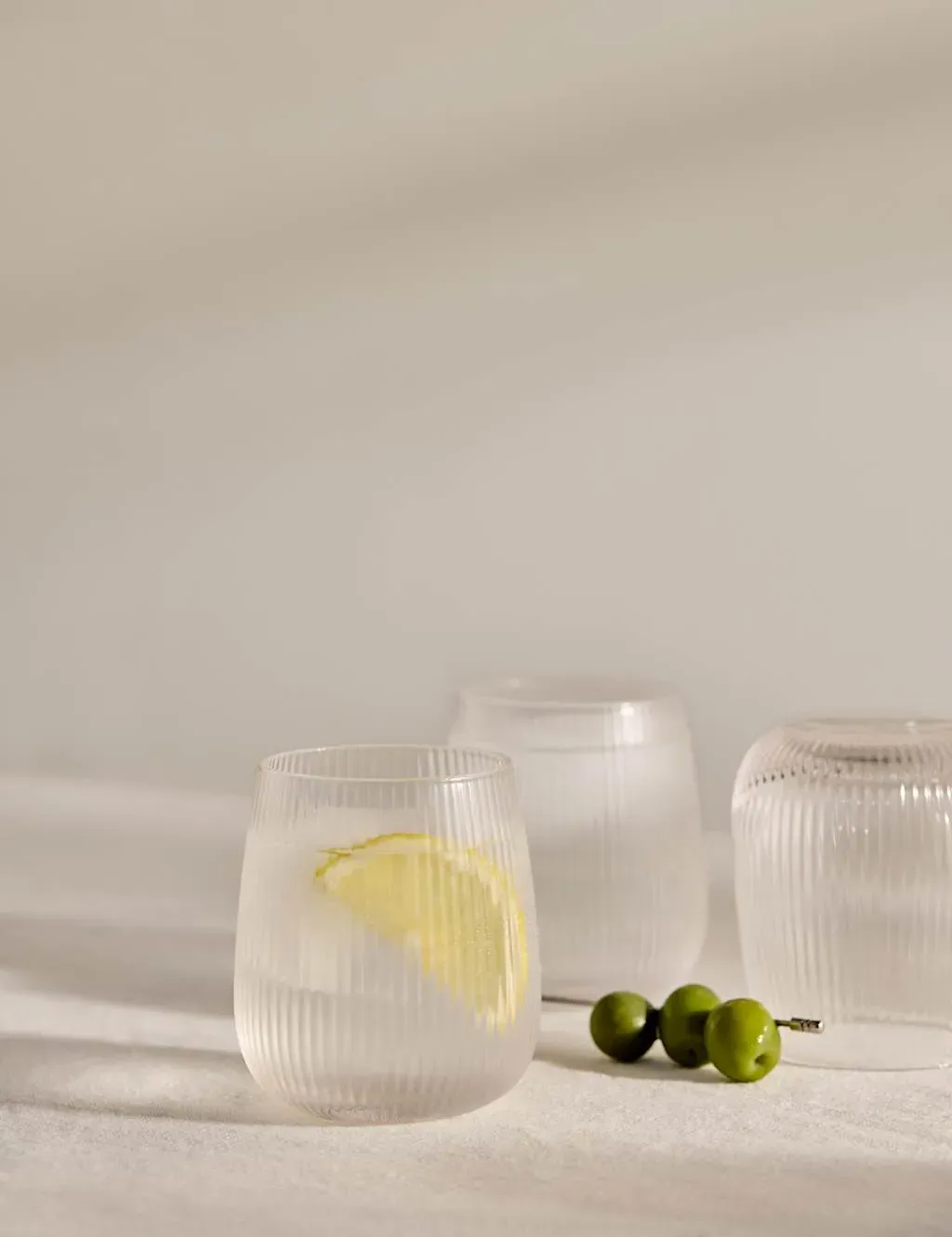 Set of 6 Ribbed Tumblers - Clear, Glass image