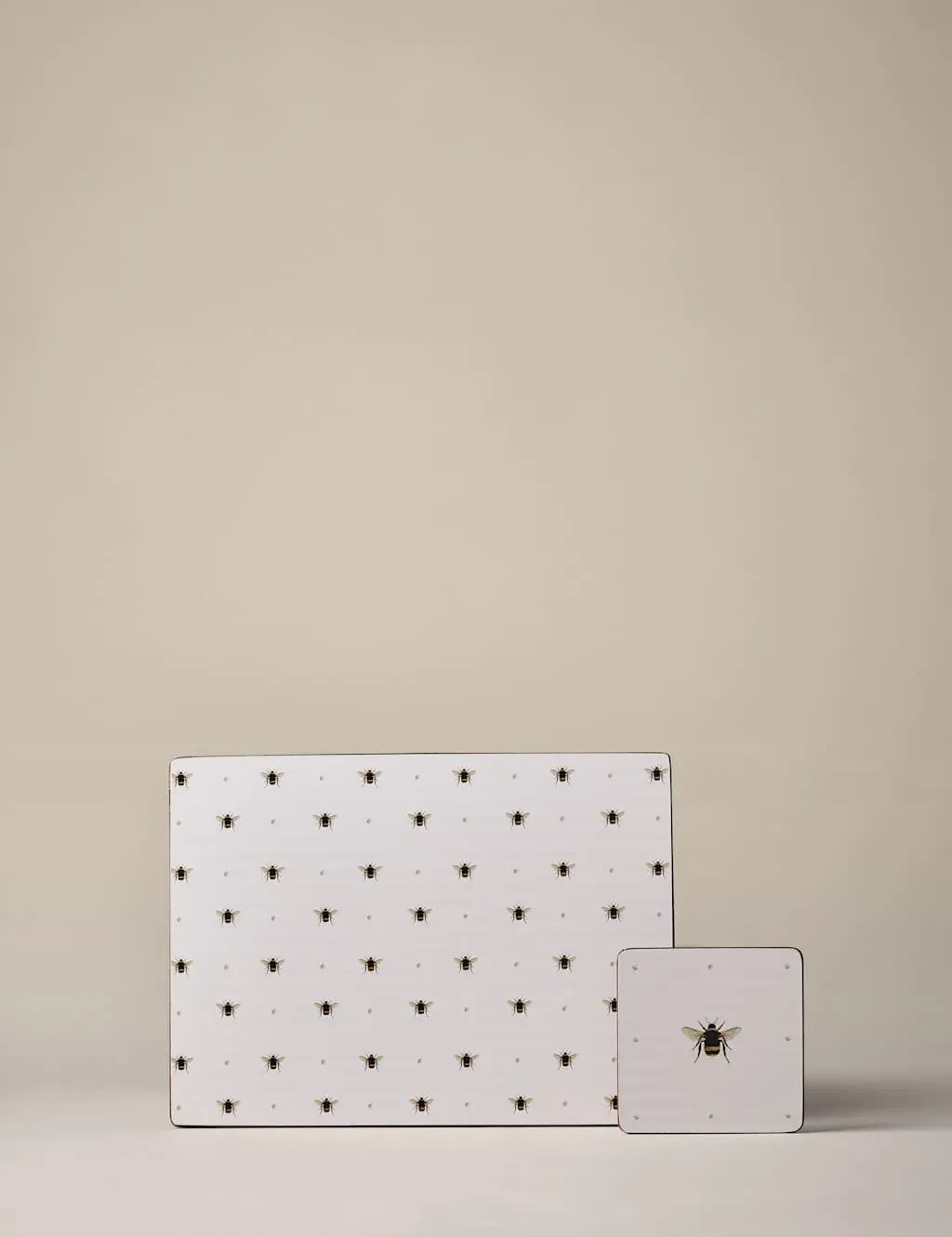 Set of 8 Bee Print Placemats & Coasters - Multi, Cork