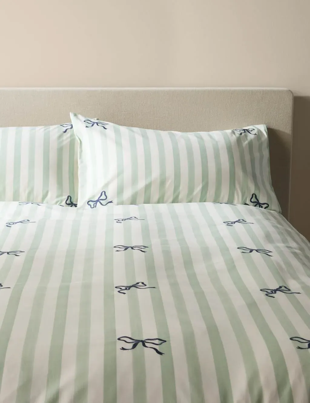 Single Bedding Set Embroidered - Green, Cotton