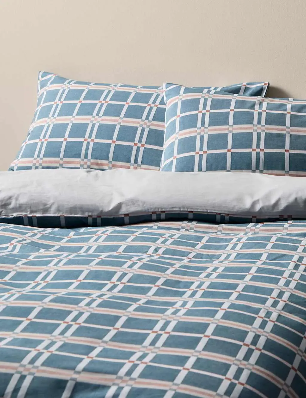 Single Bedding Set Geo Checked Jacquard - Blue image