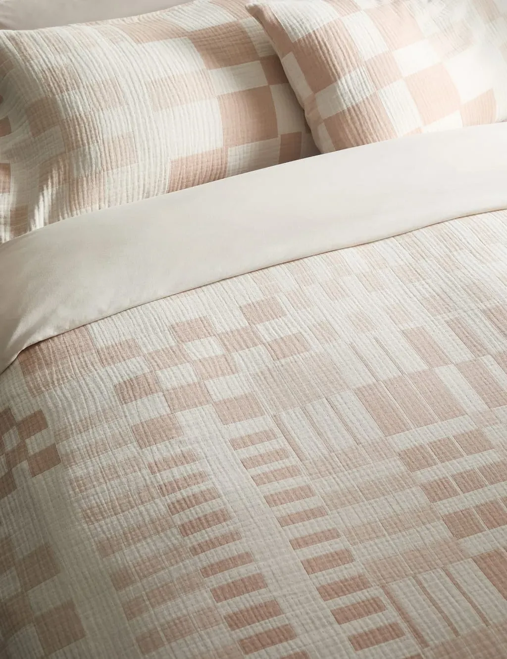 Single Bedding Set Geometric Jacquard - Natural, Cotton image