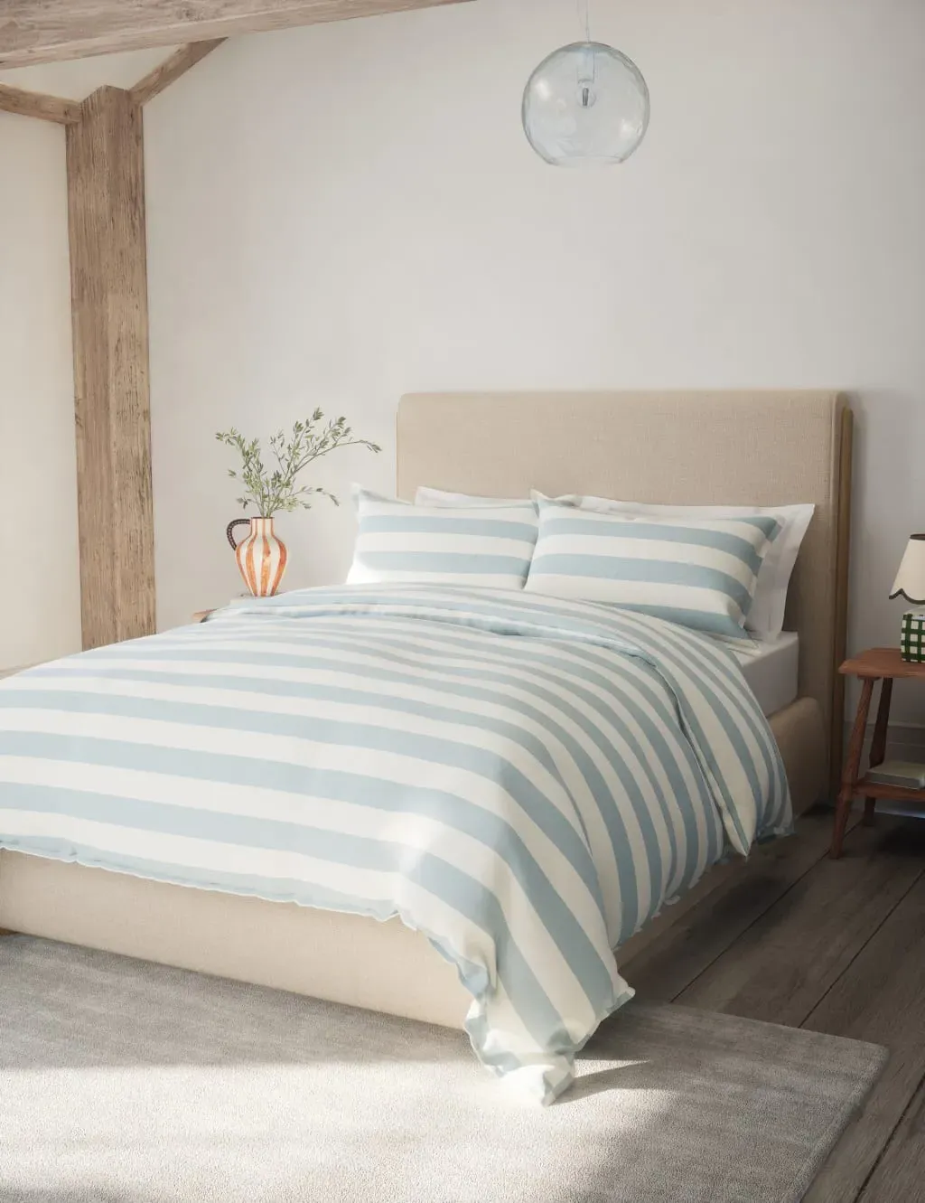 Single Bedding Set Striped - Blue Mix, Linen Blend image
