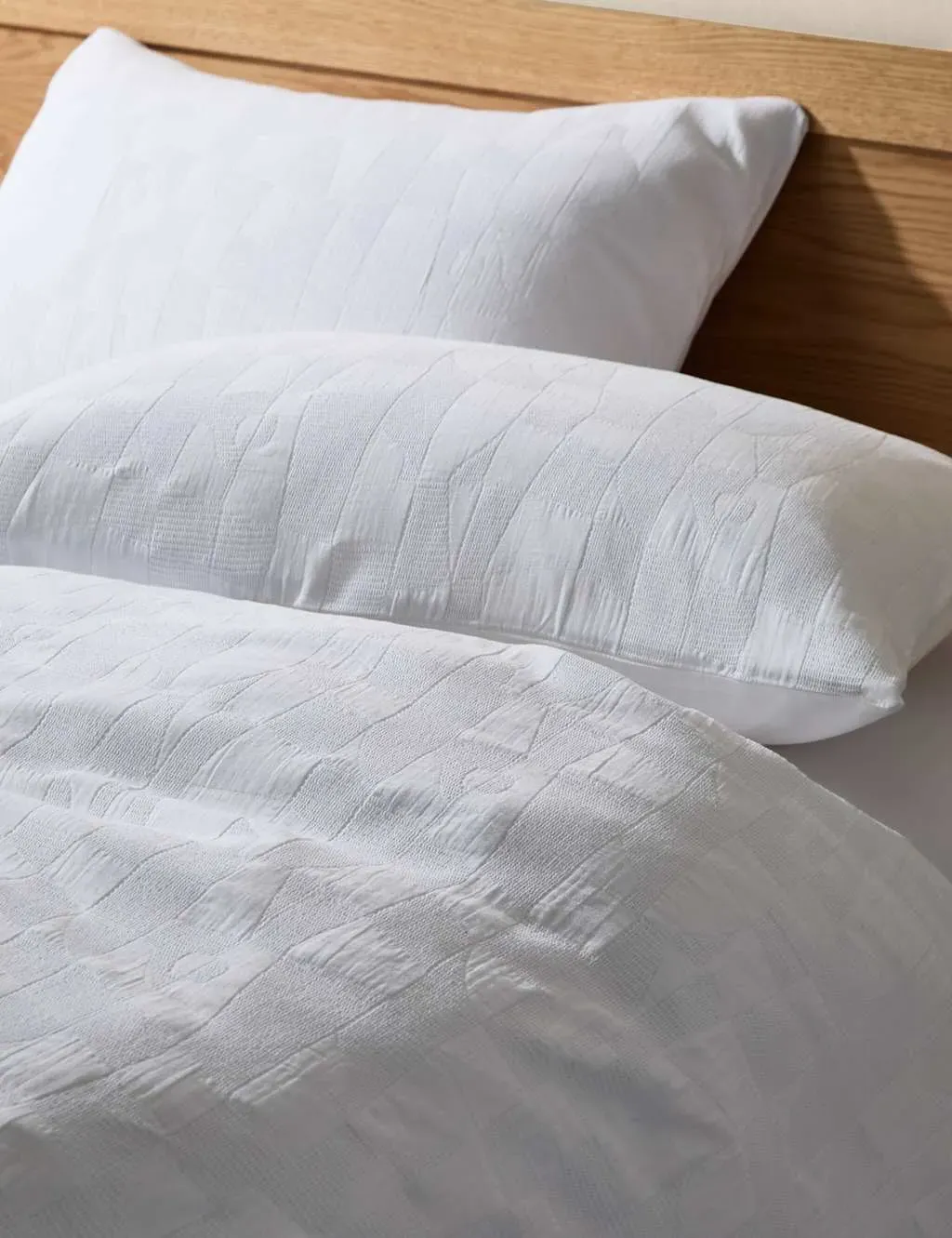 Single Bedding Set Waffle Abstract - White, Cotton image