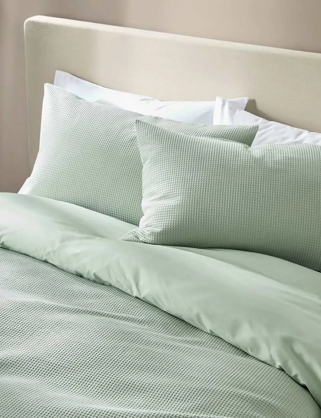 Single Bedding Set Waffle Texture - Green, Cotton image