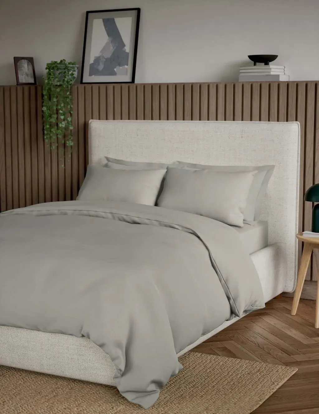 Single Bedding Set with Sheet - Light Grey, Cotton