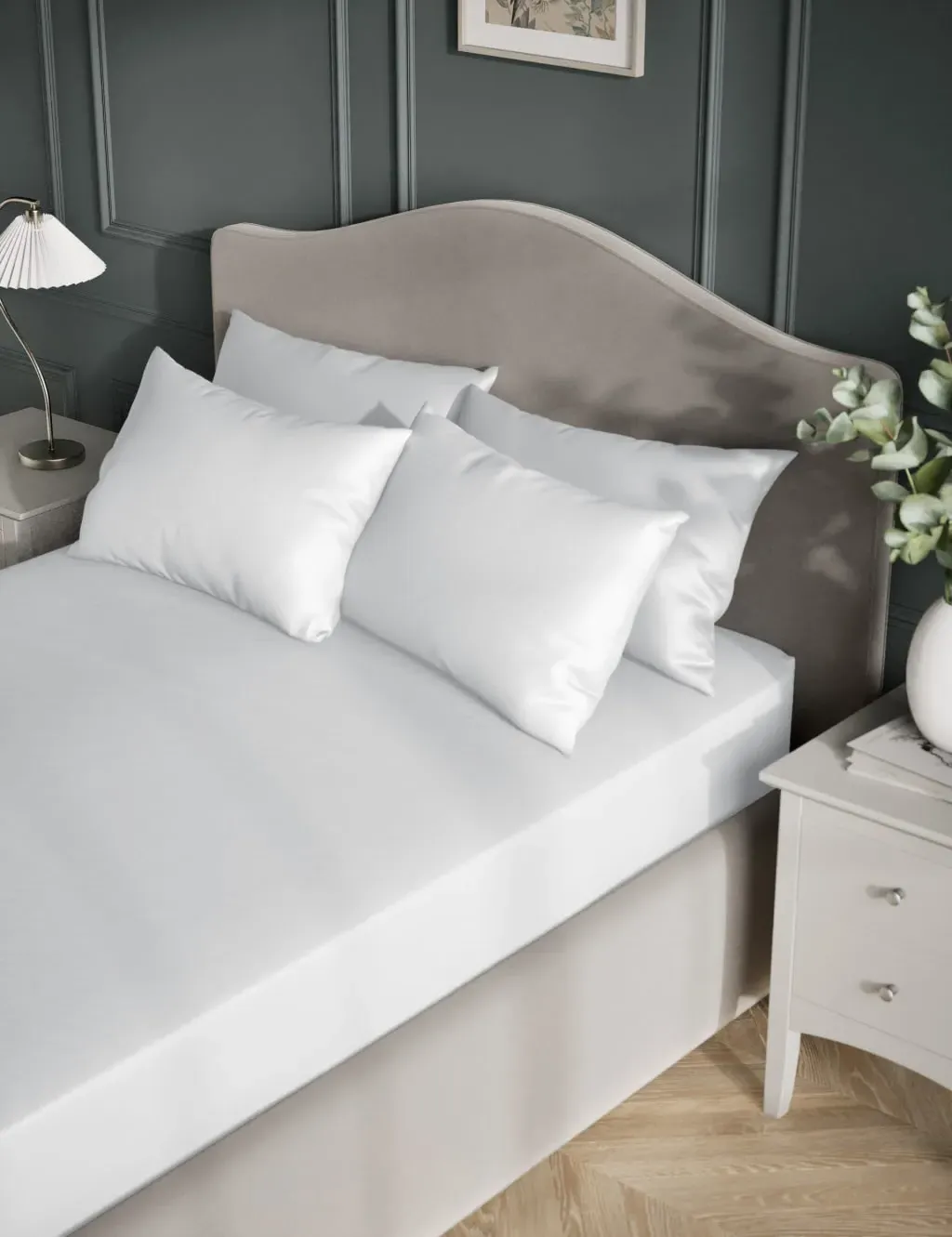 Single Extra Deep Fitted Sheet - White, Cotton image
