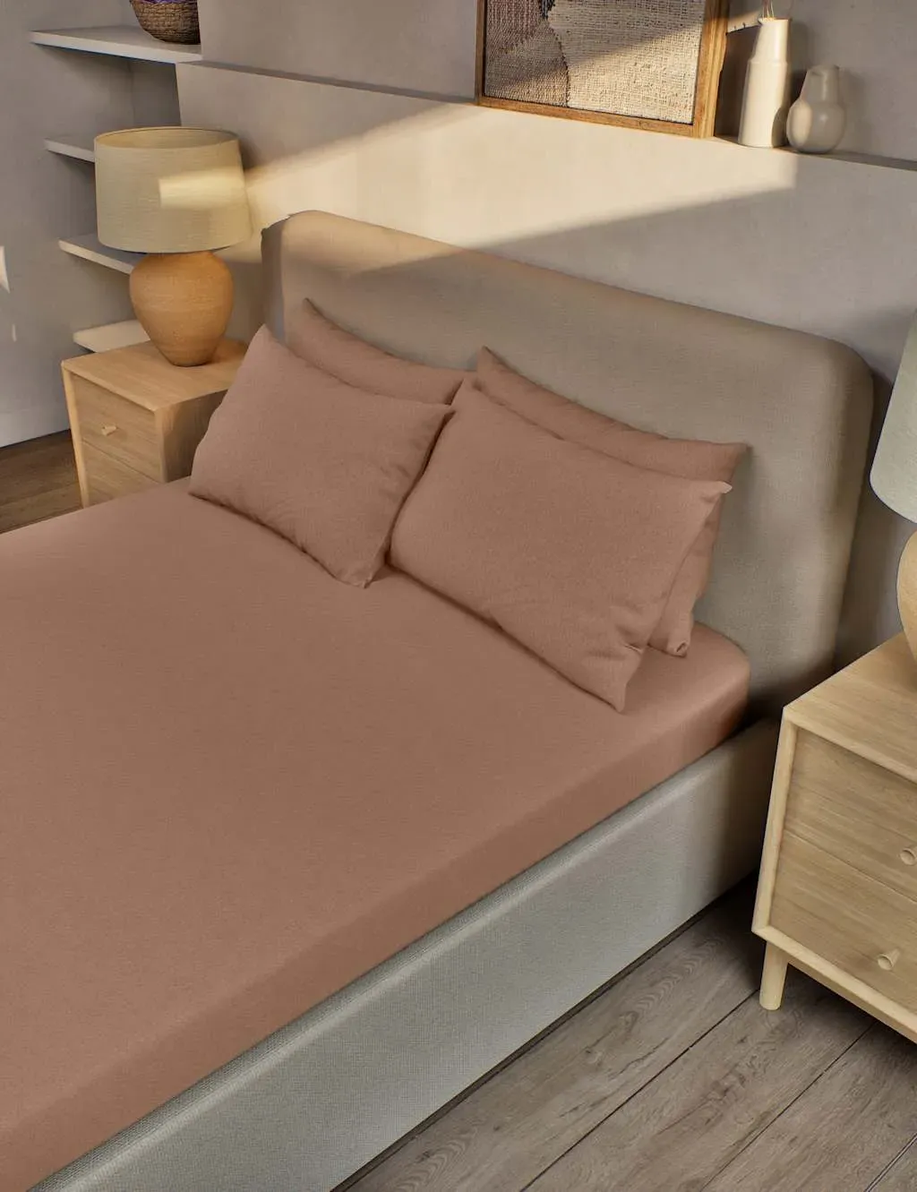 Single Fitted Sheet - Camel, Cotton image