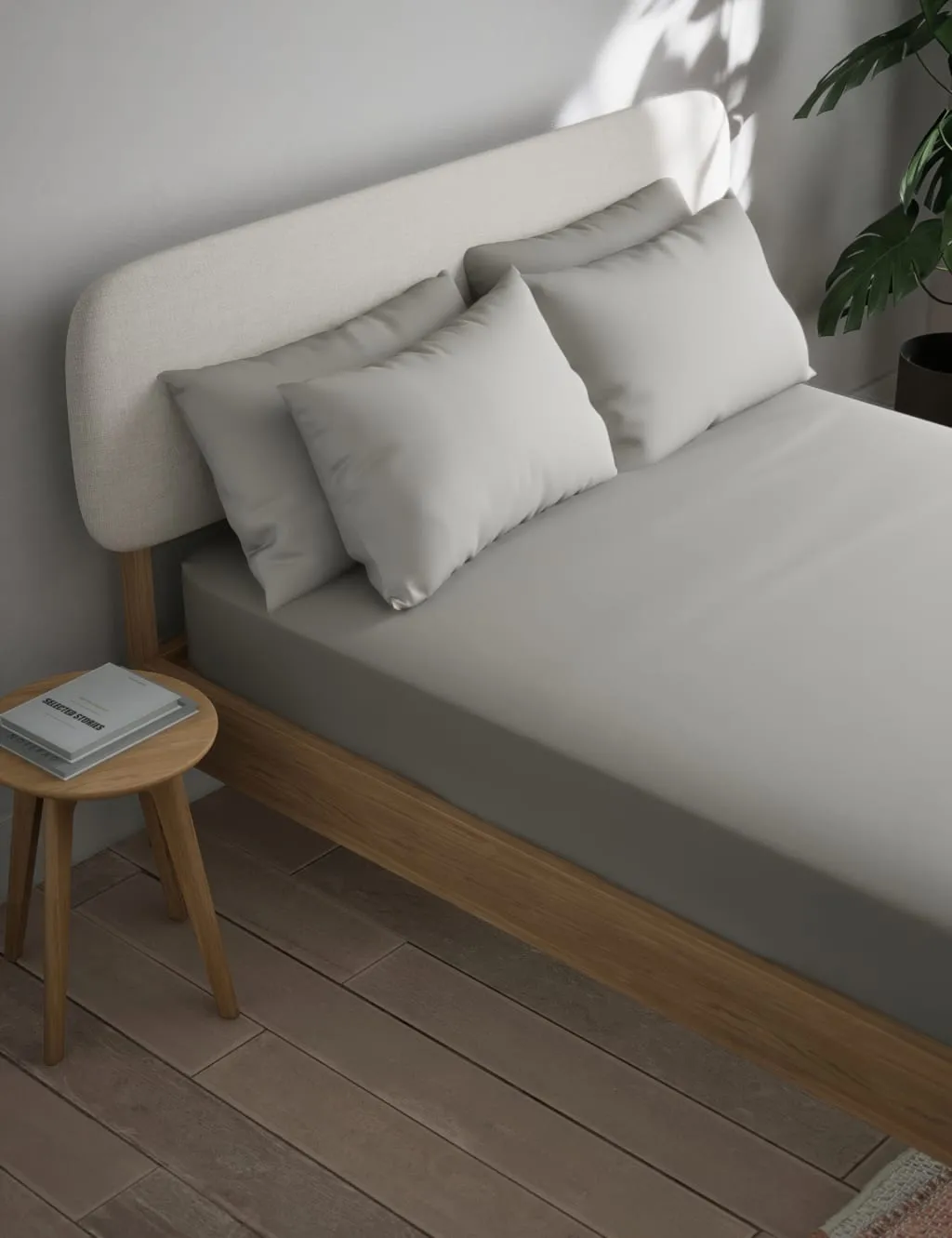 Single Fitted Sheet Non-Iron - Silver Grey, Cotton image