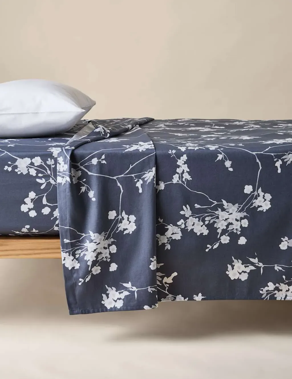 Single Flat Sheet Cherry Blossom - Blue Mix, Cotton image