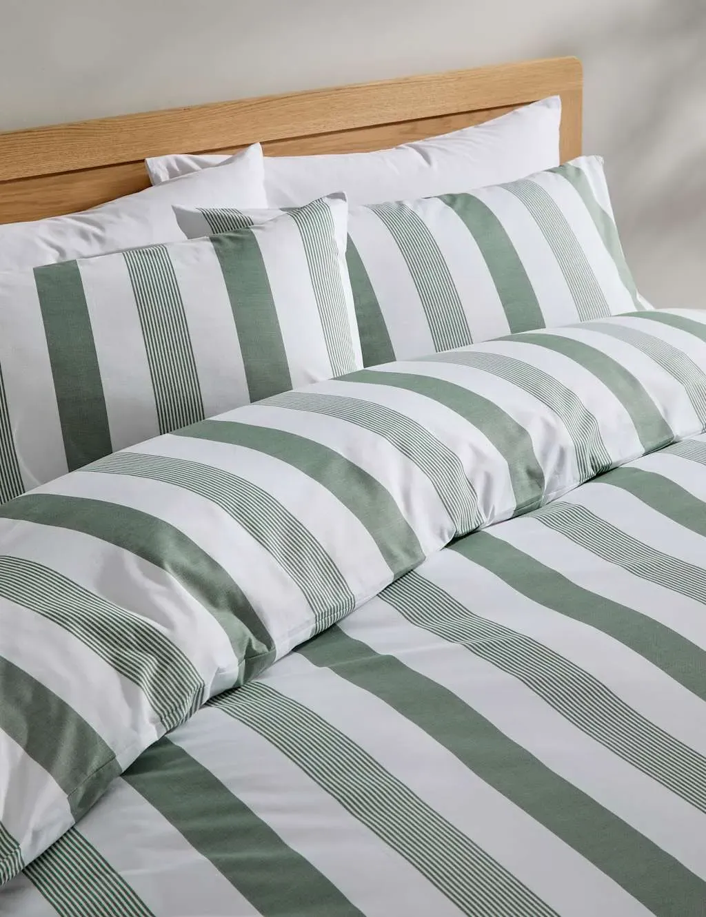 Single Striped Bedding Set - Green Mix, Cotton image