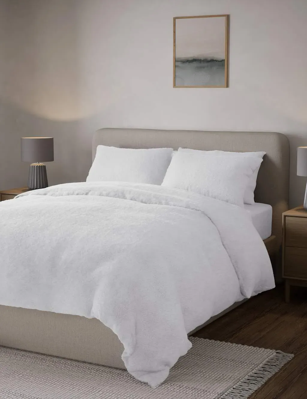 Single Teddy Fleece Bedding Set - White image
