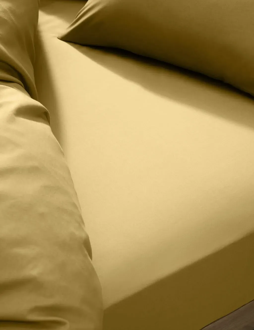 Small Double Fitted Sheet - Soft Yellow, Cotton