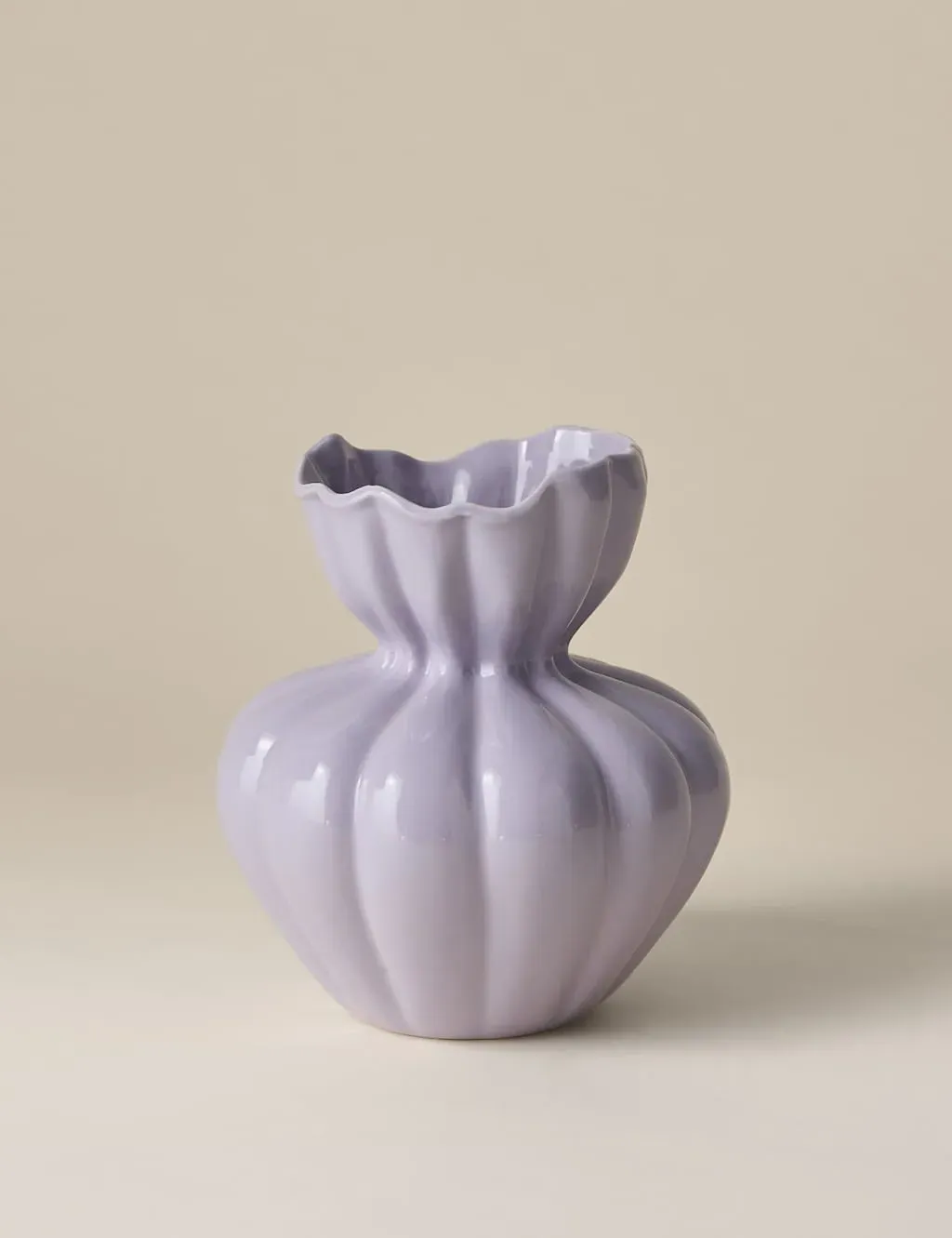 Small Fluted Neck Ceramic Vase - Lilac Shell image