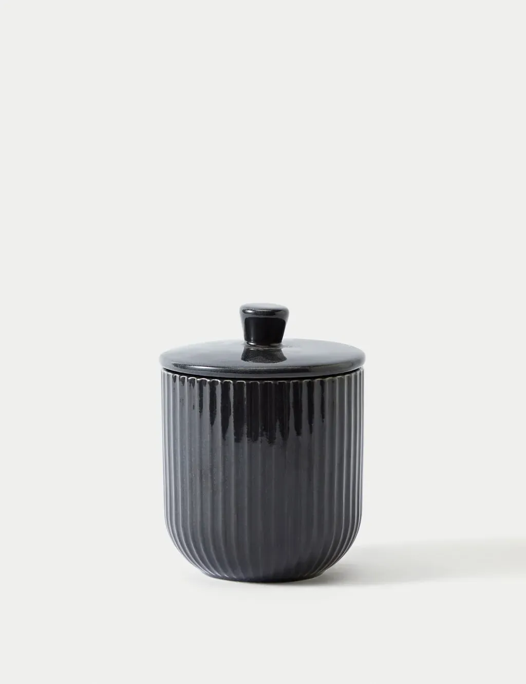 Small Ribbed Storage Jar - Charcoal, Stoneware