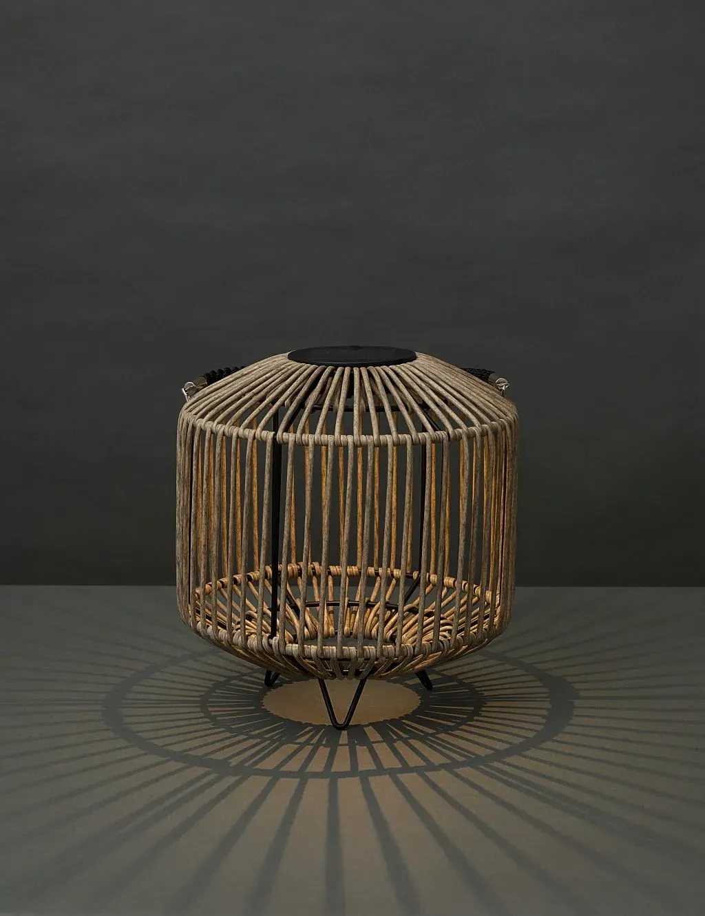 Small Solar Woven Lantern LED - Natural image