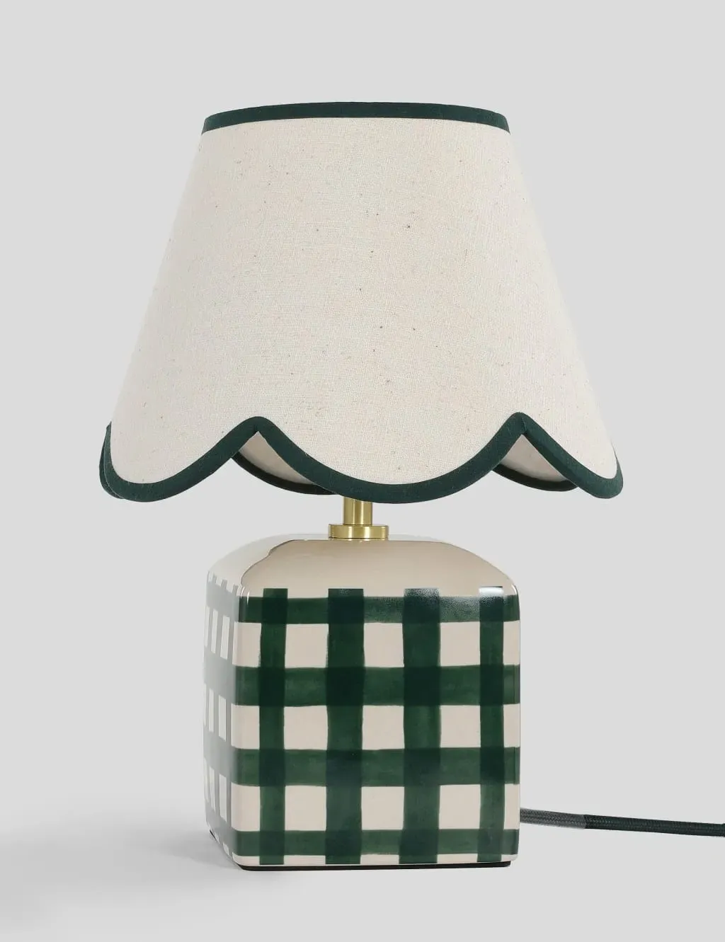 Small Table Lamp with Scallop Shade - Green, Ceramic image