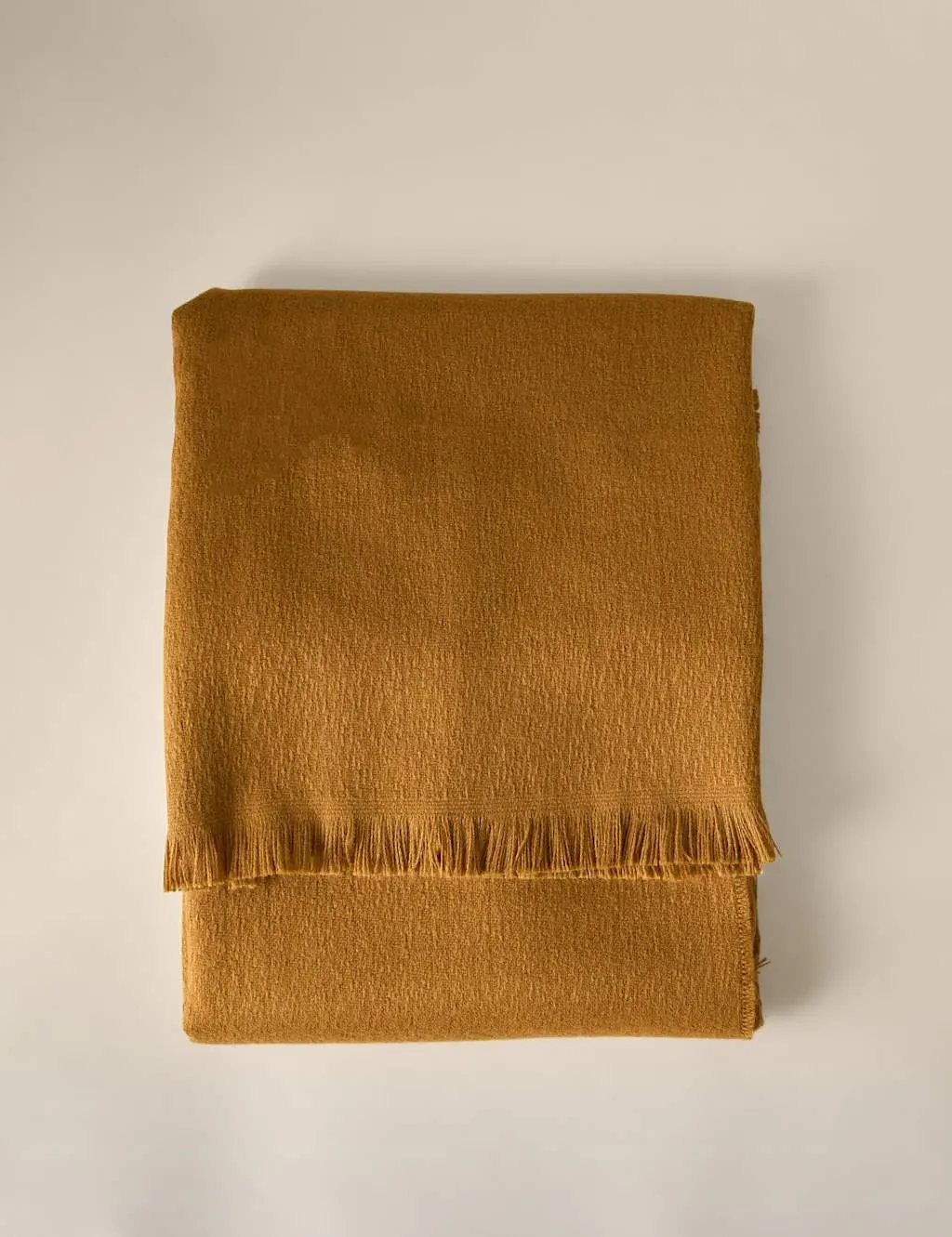 Soft Textured Throw with Fringe - Ochre image