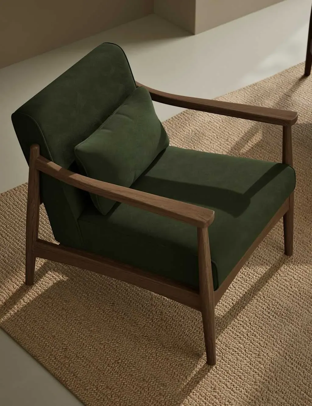 Square Accent Chair with Splayed Arms - Green, Velvet image