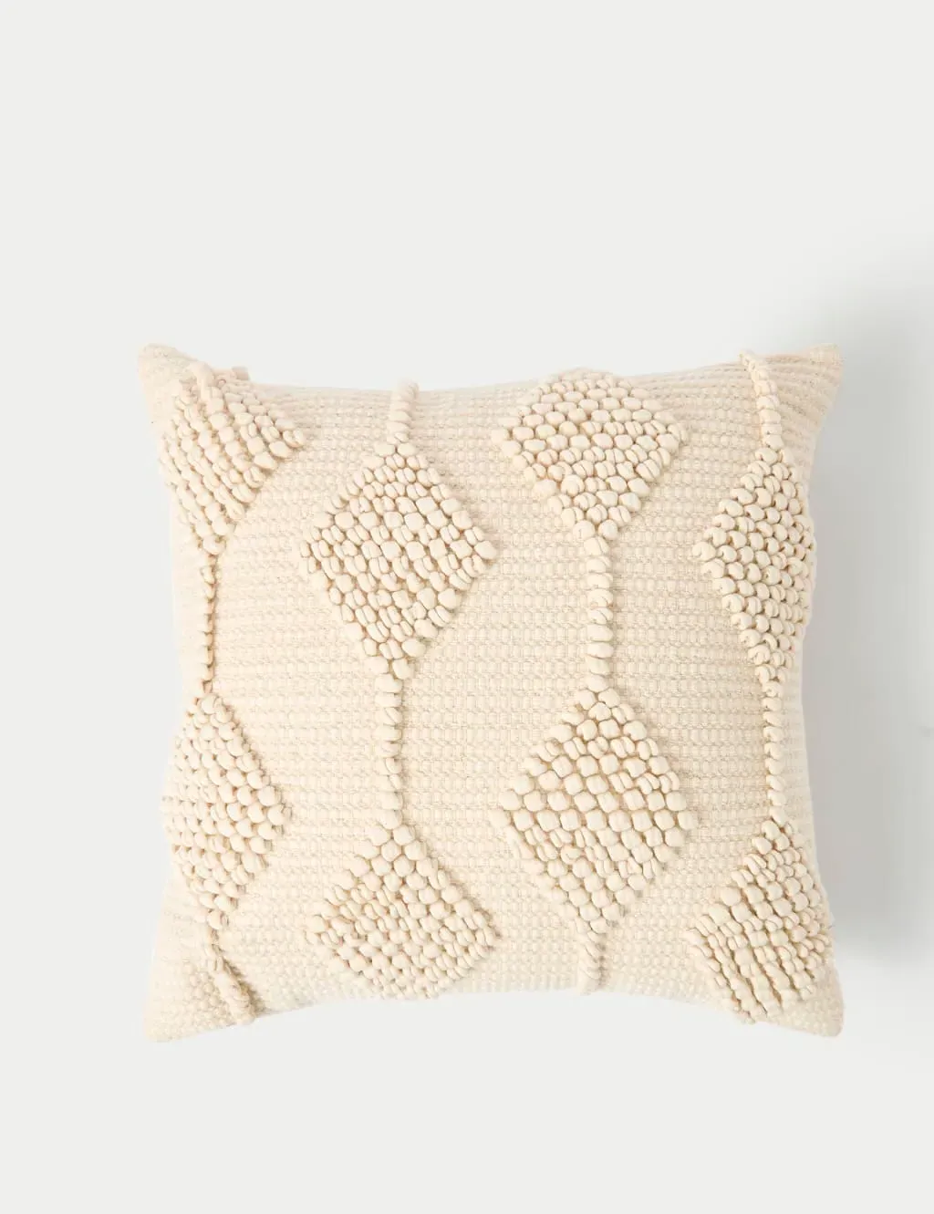 Square Cushion Geometric Embroidered - Neutral, Cotton
