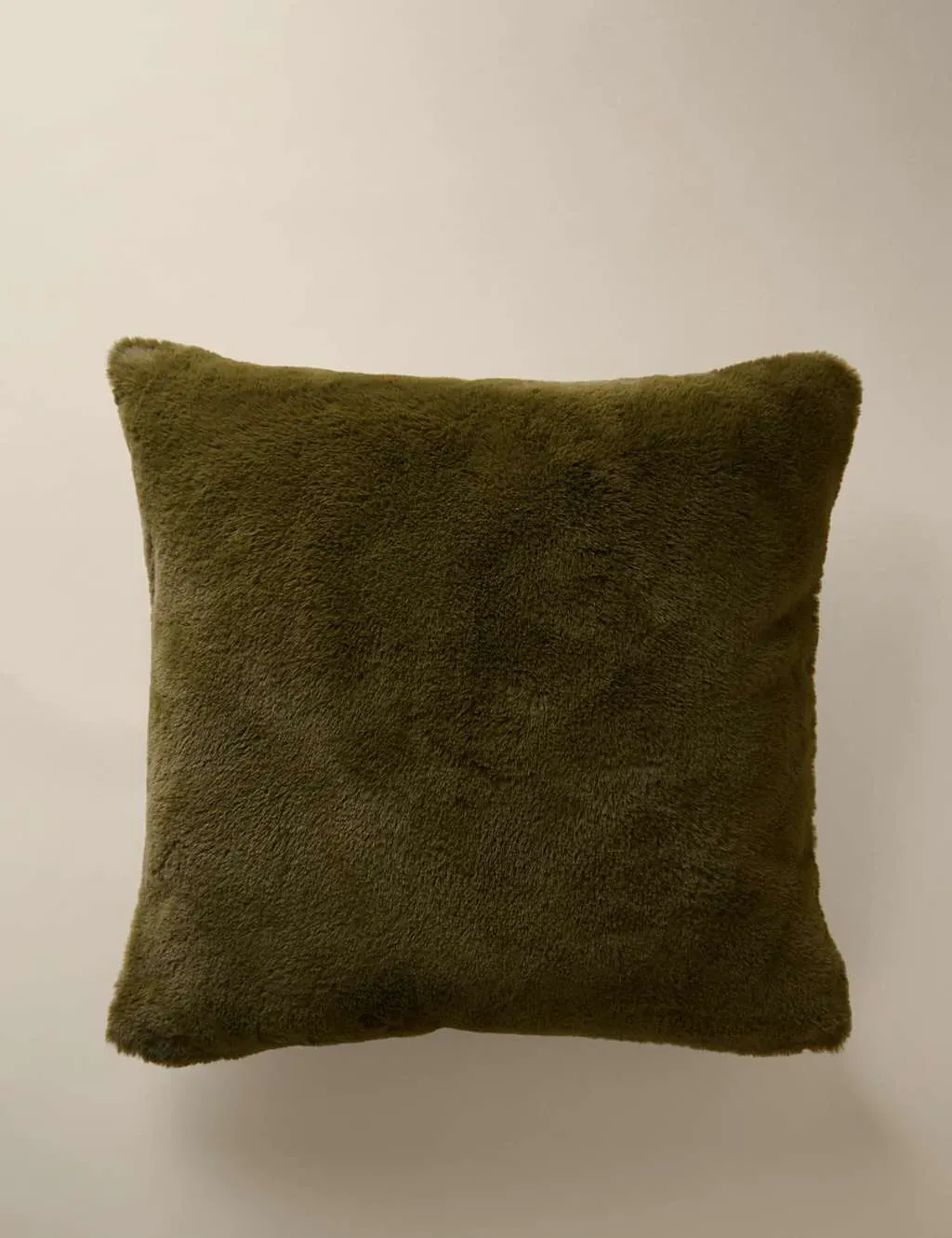 Square Cushion Supersoft - Olive, Faux Fur image