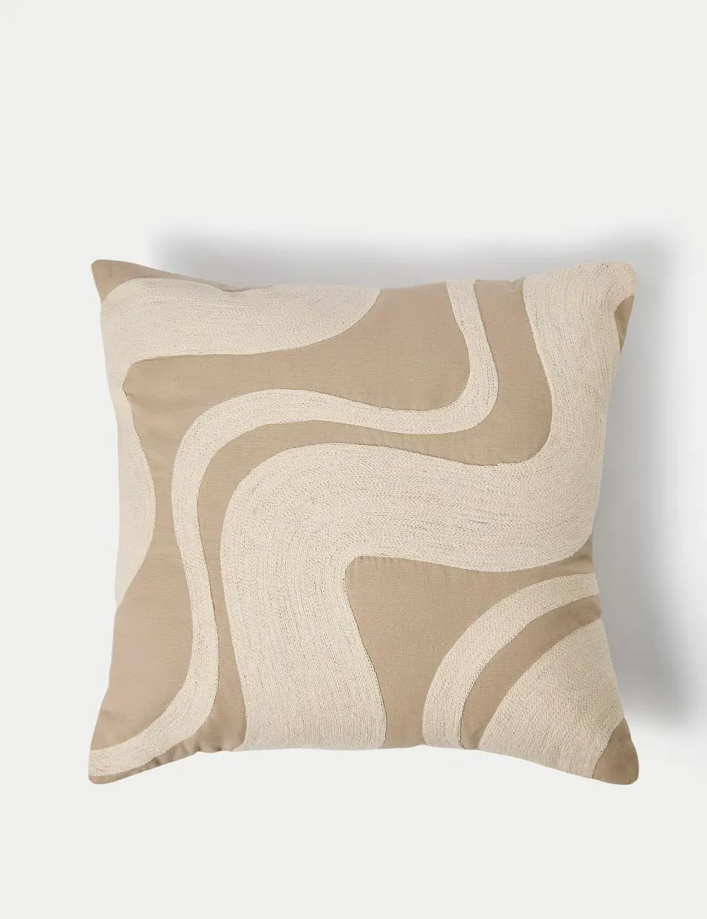 Square Cushion Swirl Embroidered - Neutral, Cotton
