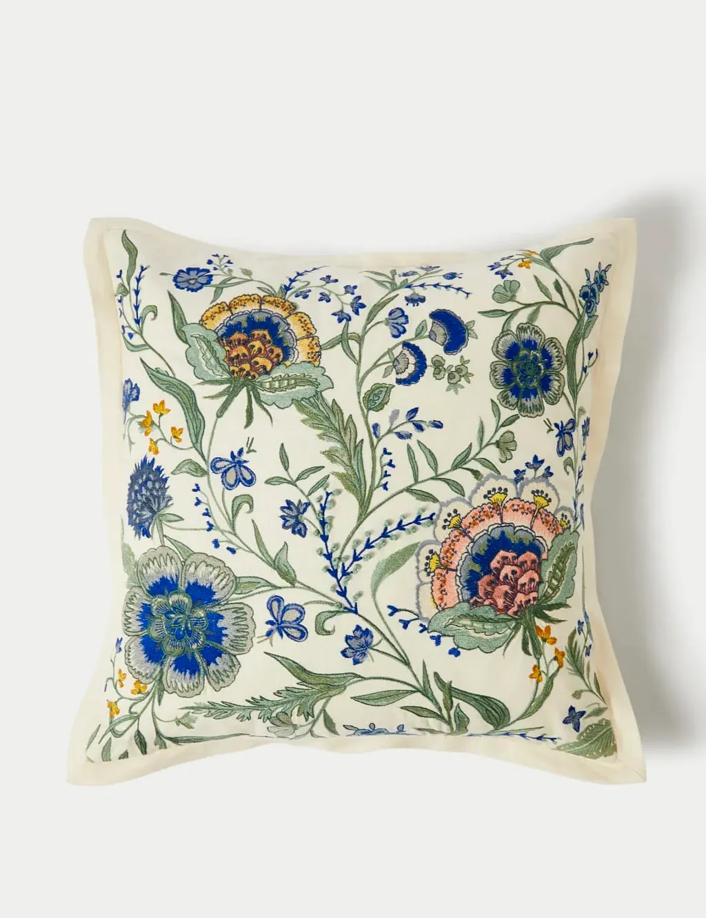 Square Cushion with Embroidery - Green, Cotton image