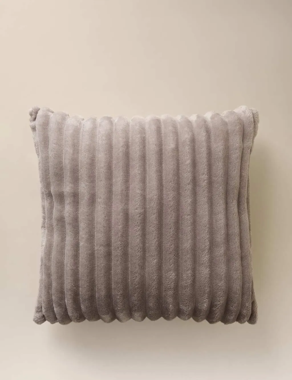 Square Fleece Cushion with Ribbed Texture - Grey image