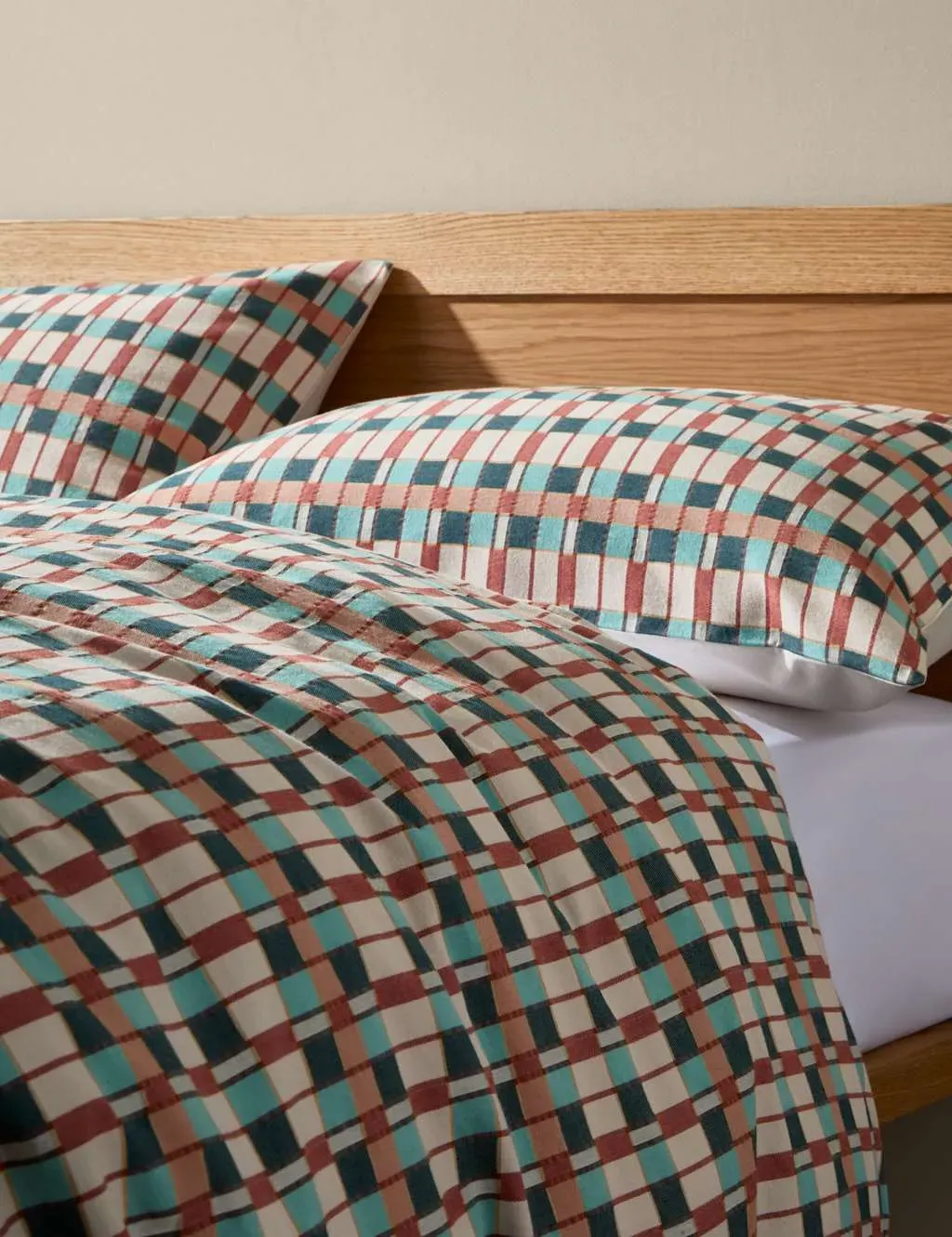 Super King Bedding Set Checked Jacquard - Terracotta