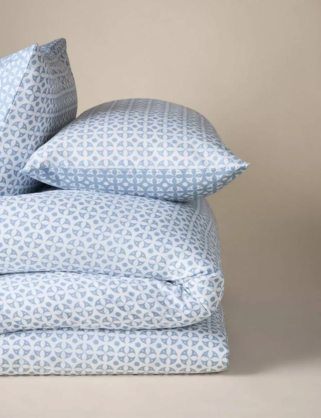 Super King Bedding Set Circle Star - Blue, Cotton