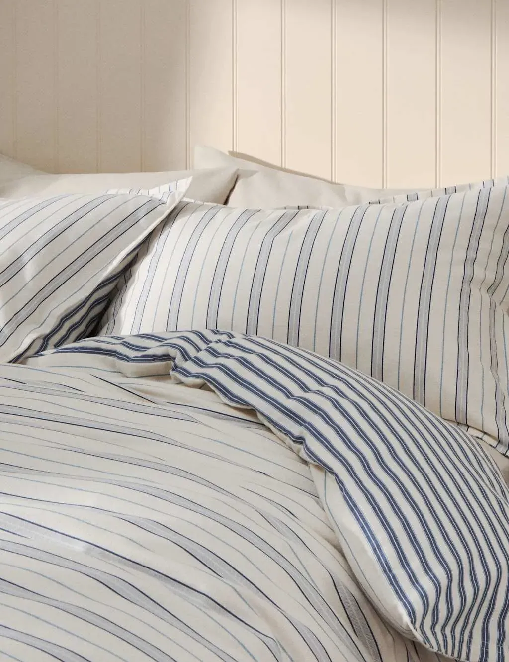 Super King Bedding Set Striped - Blue, Cotton