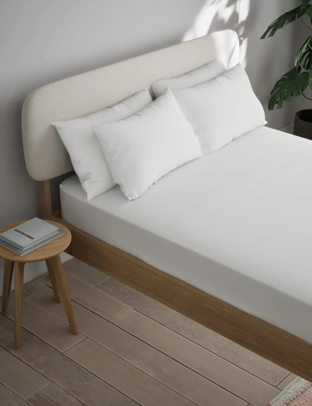 Super King Fitted Sheet Non-Iron - White, Cotton