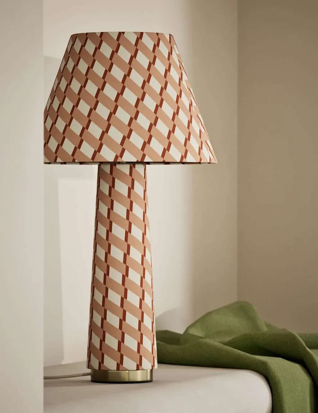Table Lamp with Geometric Print - Multi, Fabric image