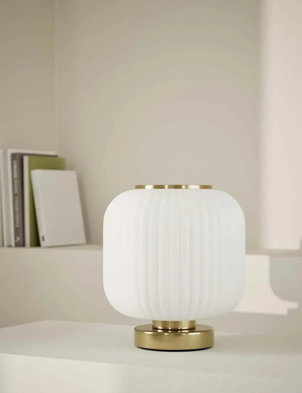 Table Lamp with Ribbed Glass - Antique Brass image
