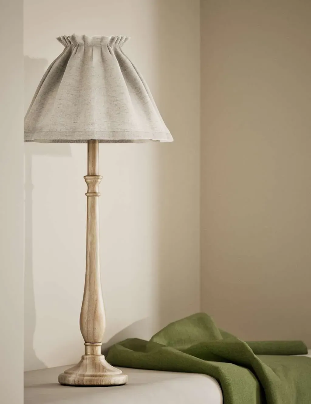Table Lamp with Skirt Shade - Natural, Wood image