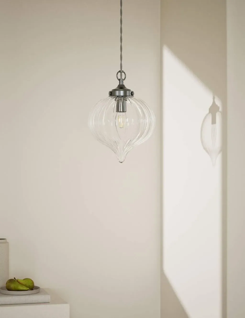Teardrop Pendant Light - Pewter, Glass image