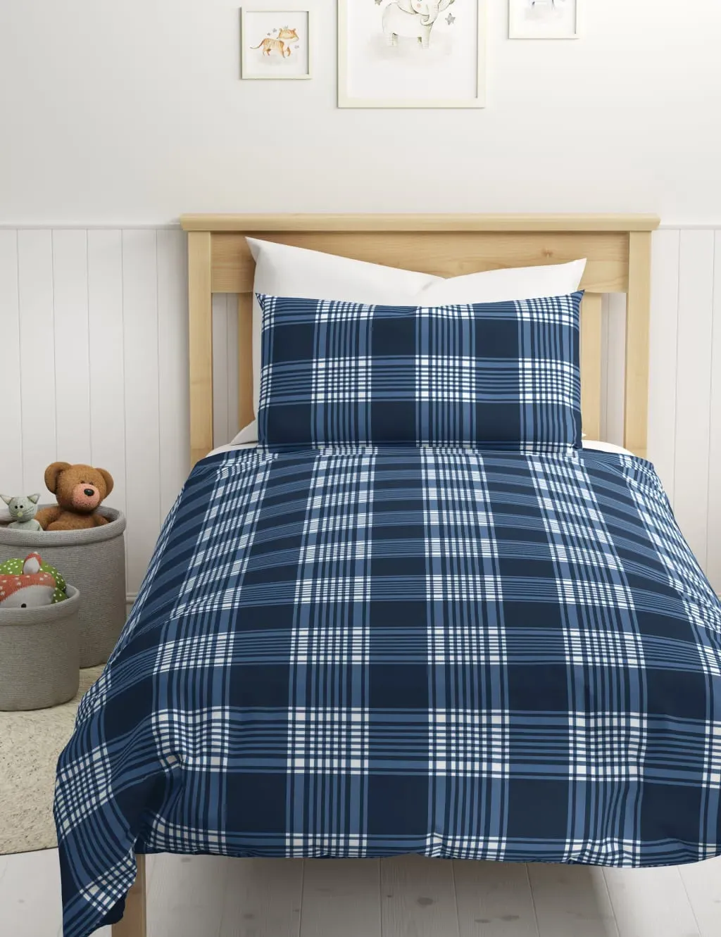 Toddler Bedding Set Checked - Navy Mix, Cotton image