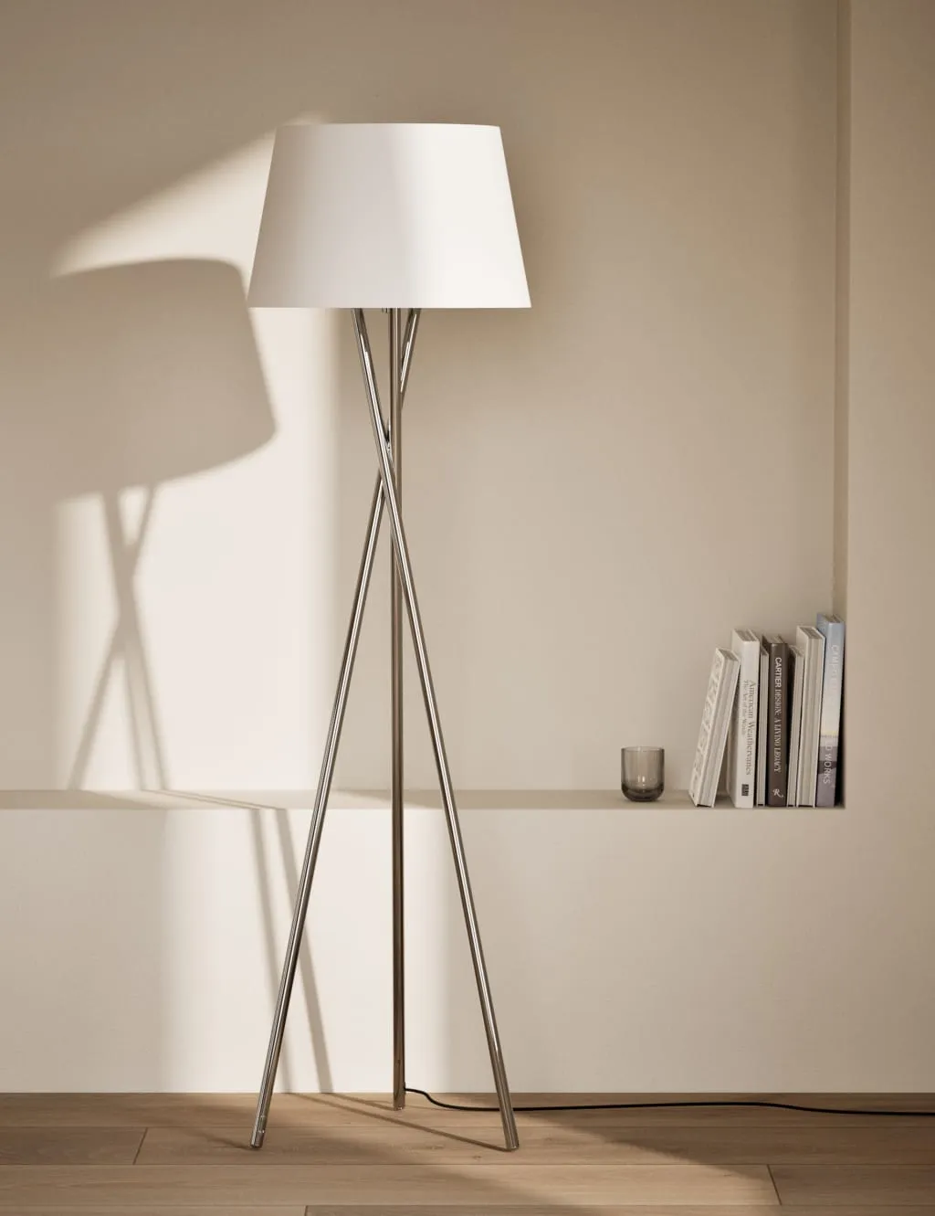 Tripod Floor Lamp - Chrome, Metal