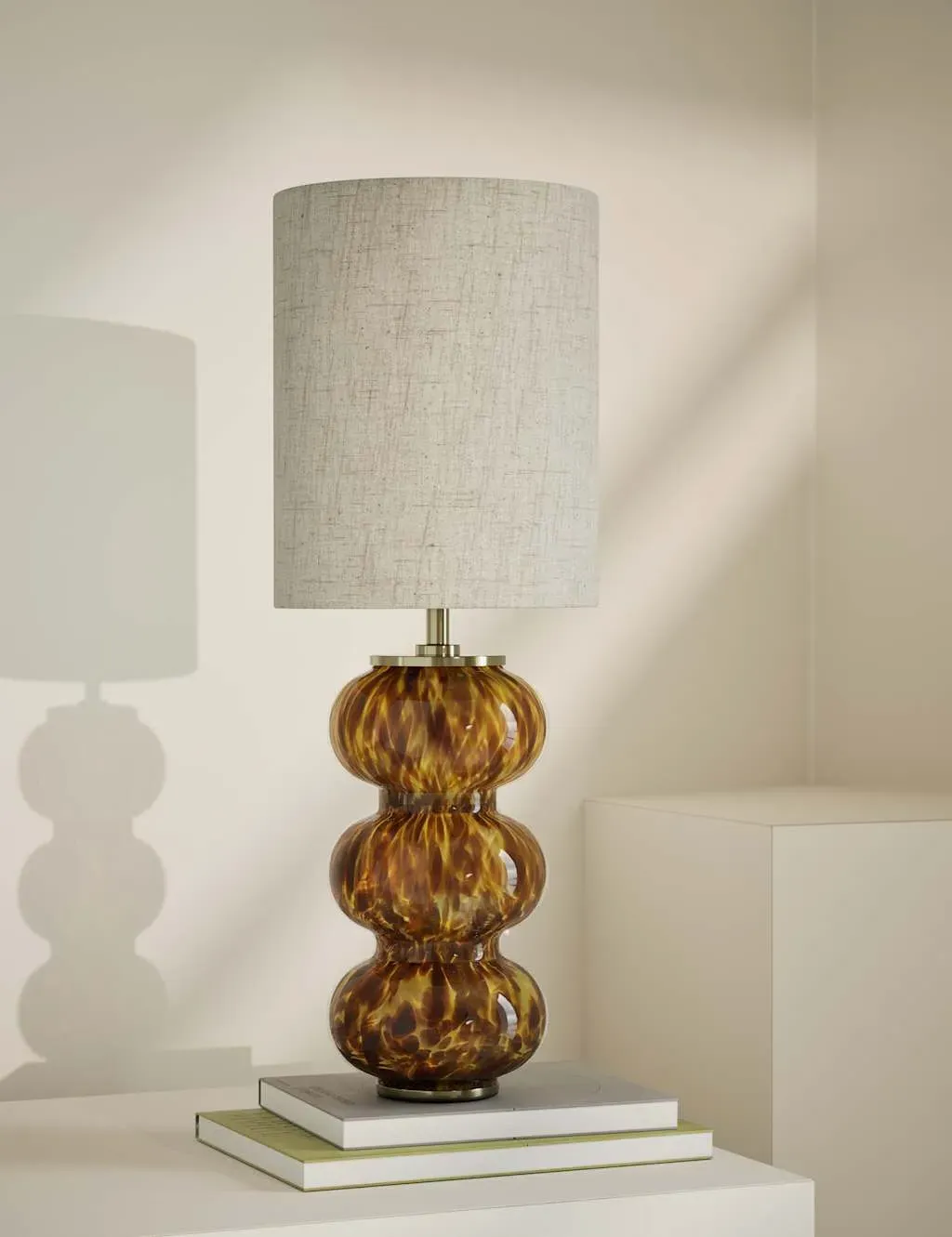 Twist Base Table Lamp - Brown, Glass