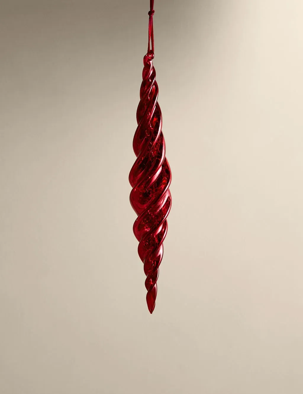 Twisted Glass Hanging Finial Decoration - Red image