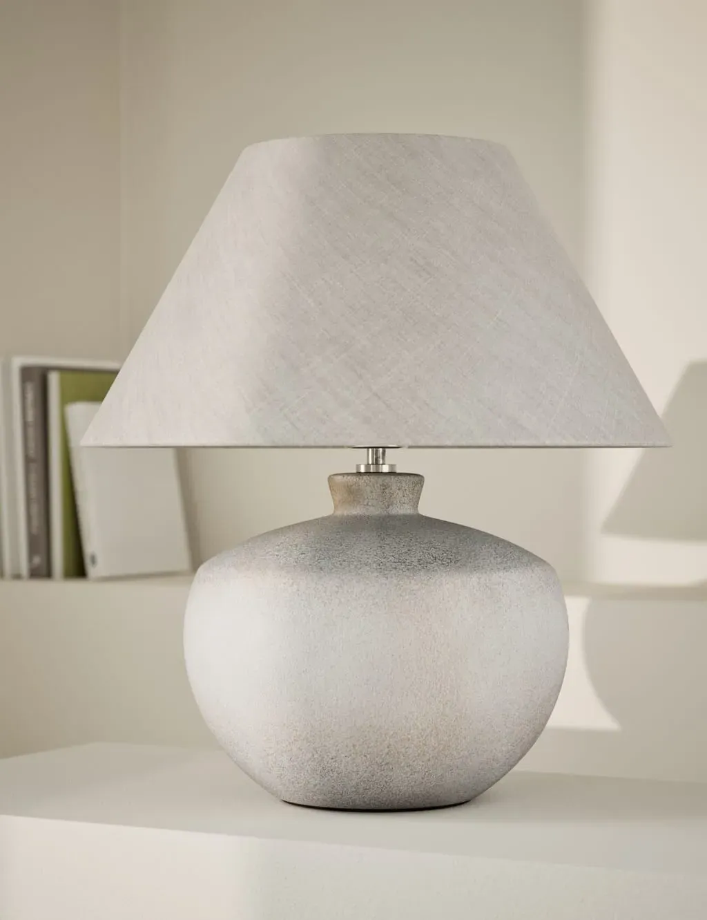 Urn Table Lamp with Spatter Design - Black, Ceramic