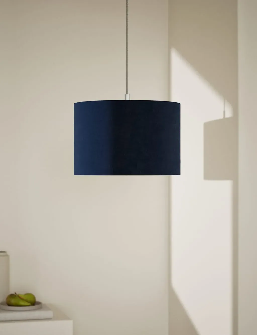 Velvet Lamp Shade with Frosted Lining - Navy image
