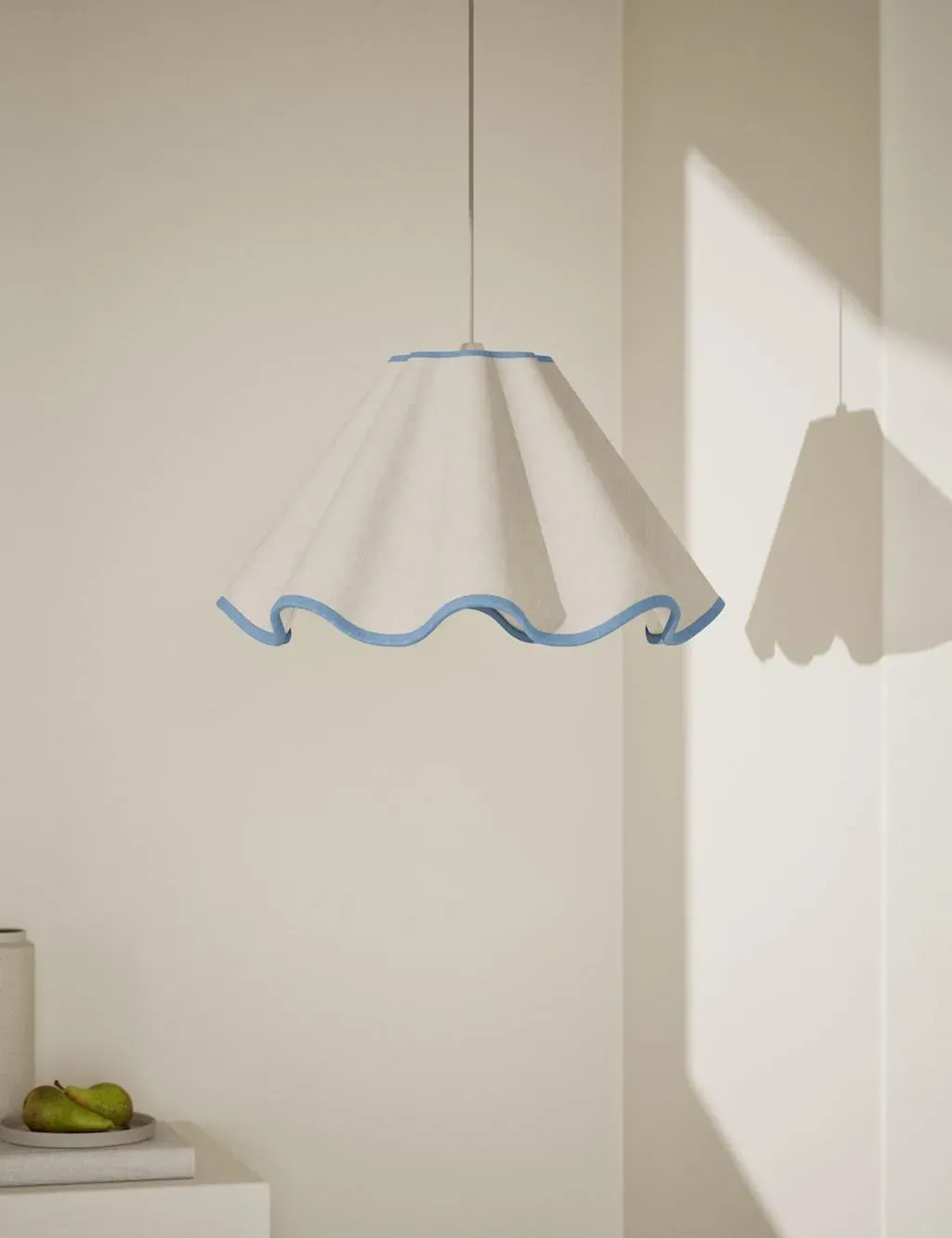 Wave Scallop Lamp Shade - Blue, Fabric image